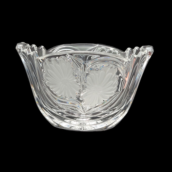 Vtg Floral Etched Crystal Open Candy Dish Bowl 3.5 in - Picture 7 of 16